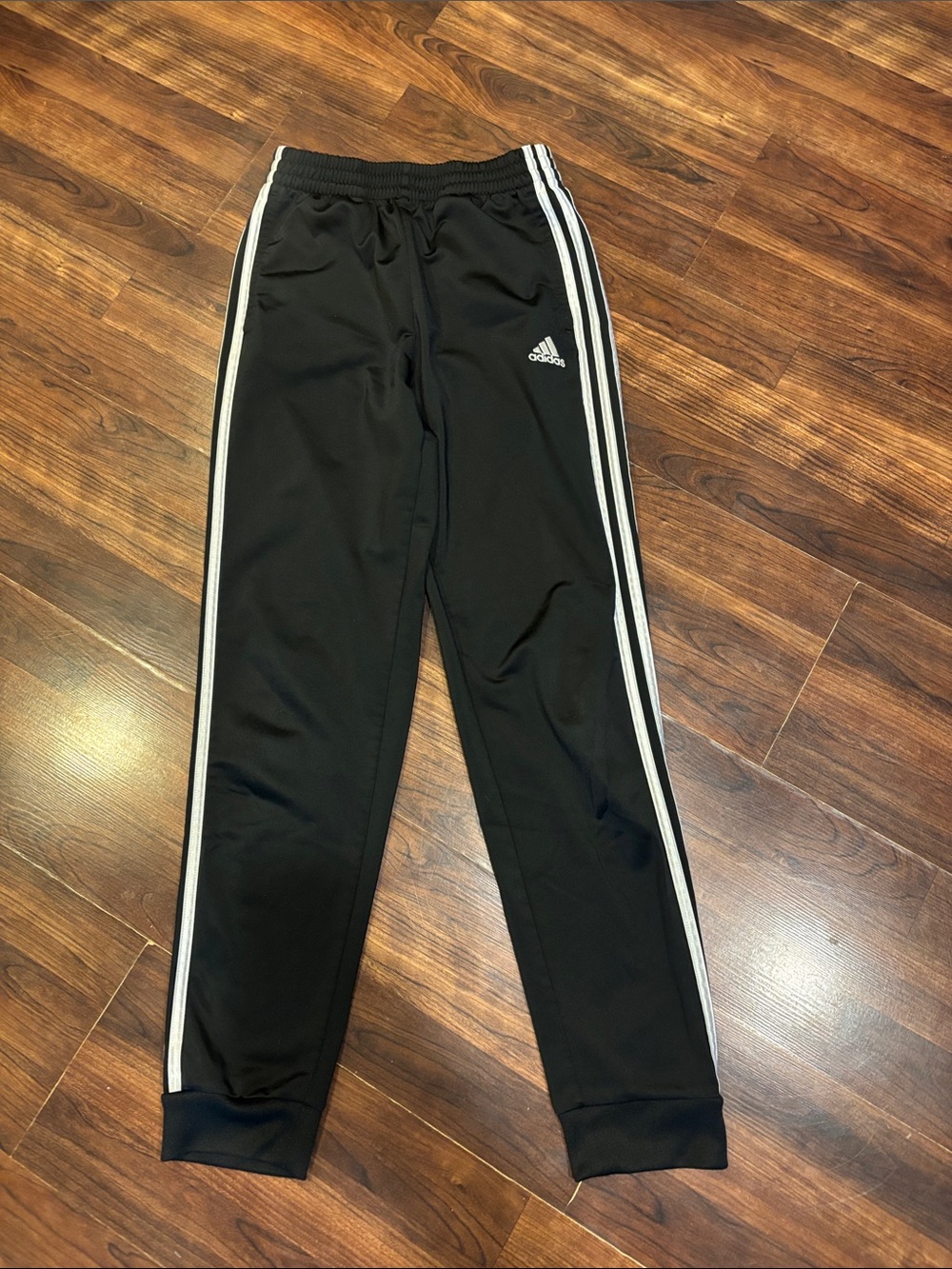 adidas Kids Black Joggers with White Side Stripes